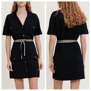 MAJE Russ Dress Women 40/Large Black Knit No Belt‎